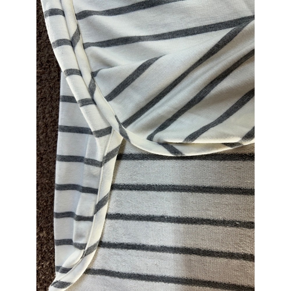 Market & Spruce Zansia Curved Hem Knit Top Off-White Grey Stripe XS WK10069A - Picture 4 of 11